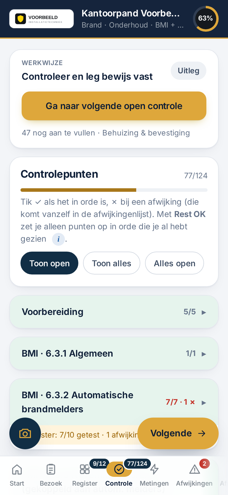 Controlepunten afwerken